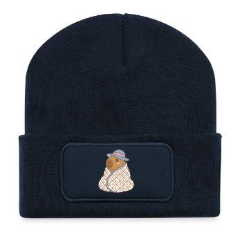Cozy Moonstar Capibara in Starry Qulit Cape - Recycled Patch Beanie - french navy - Front