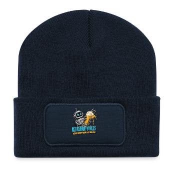 Roboter mit Bierglas-Humor - Recycelte Patch Beanie - French Navy - Vorne