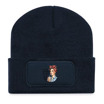 Eine Weise Frau Sagte Einmal Retro Hausfrauen - Recycelte Patch Beanie - French Navy - Vorne