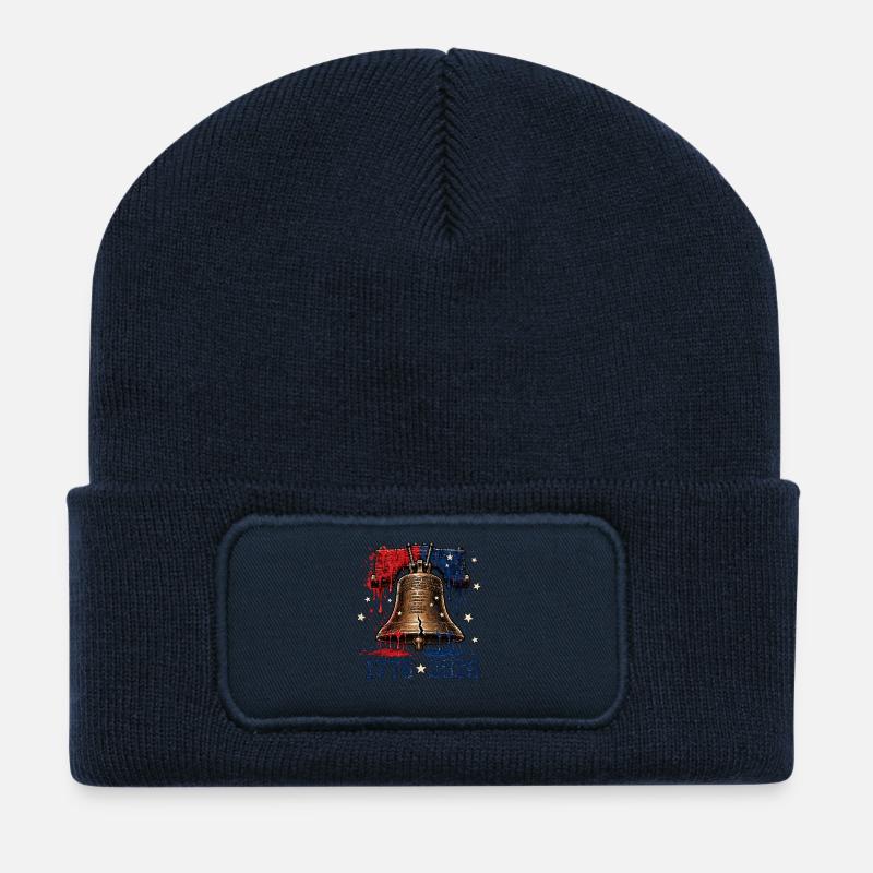 Cloche de la Liberté 1776–2026 - Beanie recyclé à patch - bleu marine
