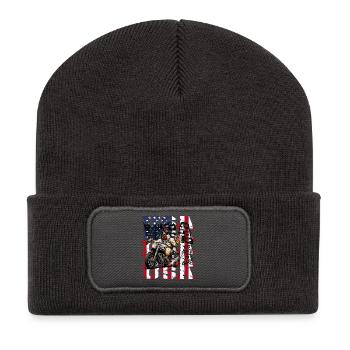 US Chicken Motorcycle trop libre pour s’en soucier plus drôle - Beanie recyclé à patch - charbon - Devant