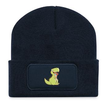 Süßer Dino mit Eis – Cute T-Rex Treat - Recycelte Patch Beanie - French Navy - Vorne