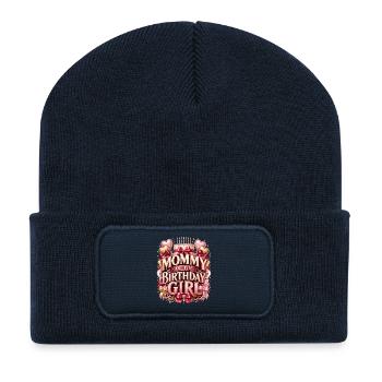 Gâteau au cœur de la maman de la fille d’anniversaire - Beanie recyclé à patch - bleu marine - Devant