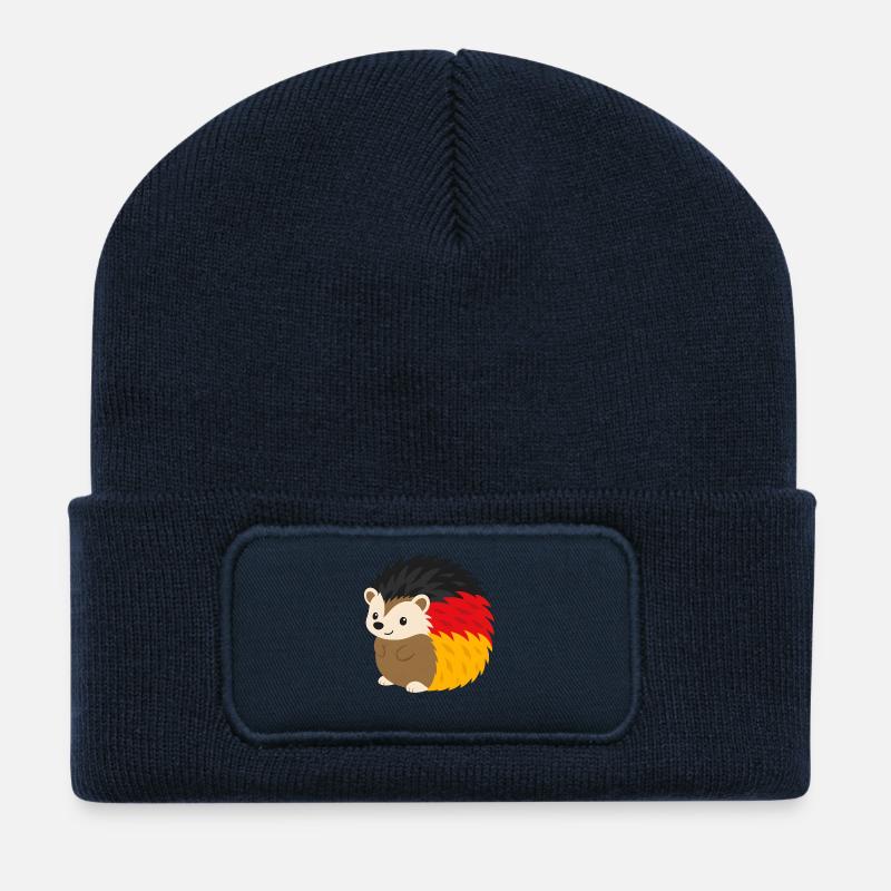 Rainbow Hedgehog Design - Recycled Patch Beanie - french navy