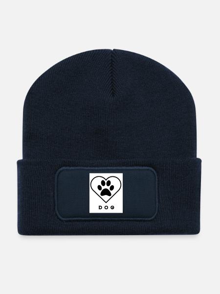 Dog Love Paws Heart Large - Recycled Patch Beanie - french navy