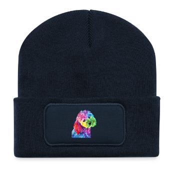 Regenbogenpudel-Popkunst - Recycelte Patch Beanie - French Navy - Vorne