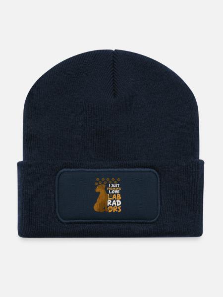 I Love Labradors Funny Dog Quote - Recycled Patch Beanie - french navy