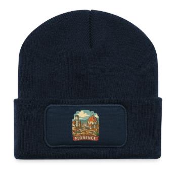 Badge autocollant de voyage vintage Florence Italie - Beanie recyclé à patch - bleu marine - Devant