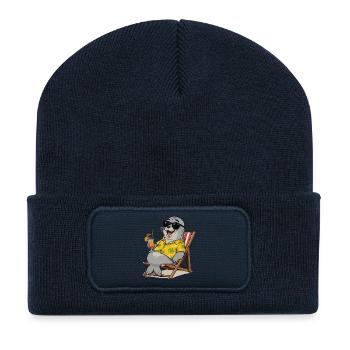 Tropical seal in Hawaiian look - Recycled Patch Beanie - french navy - Front