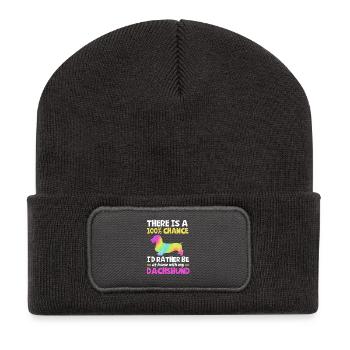 Dachshund Rauhaardackel - Recycelte Patch Beanie - Dunkelgrau - Vorne