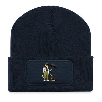 Katzenstil Streetwear mit Hund - Recycelte Patch Beanie - French Navy - Vorne