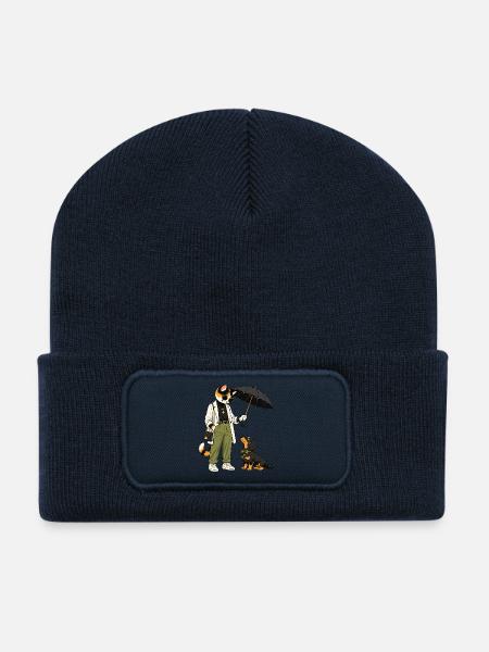 Cat style streetwear with dog - Recycled Patch Beanie - french navy