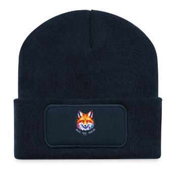 Wild Frei Schlau Fuchs Design – Polygon Fox Motiv  - Recycelte Patch Beanie - French Navy - Vorne