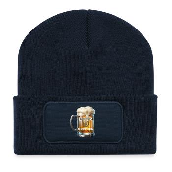 BEER CHAMPION – Tasse de bière pour vrais maîtres - Beanie recyclé à patch - bleu marine - Devant