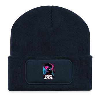 Neon Rebel Cyberpunk Girl - Recycled Patch Beanie - french navy - Front
