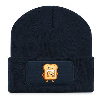 Kawaii Toast Duo Motiv - Recycelte Patch Beanie - French Navy - Vorne