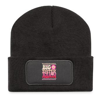 Big sister gift Big Sister Again Announcement Preg - Recycled Patch Beanie - dark grey - Front
