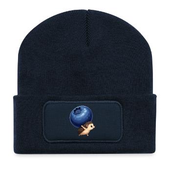 Hedgehog trägt Blaubeere - Recycelte Patch Beanie - French Navy - Vorne