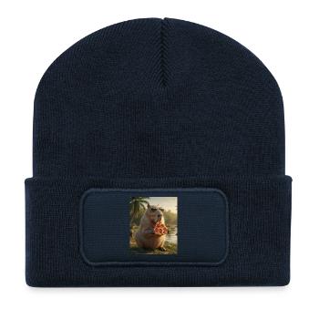 Pizza Capybara with sunglasses - Recycled Patch Beanie - french navy - Front