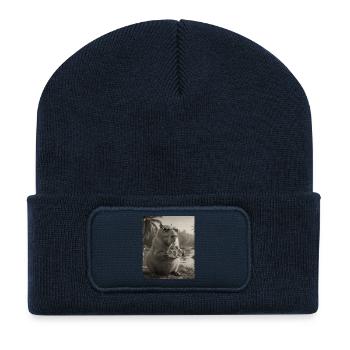 Pizza Capybara avec lunettes de soleil - Beanie recyclé à patch - bleu marine - Devant