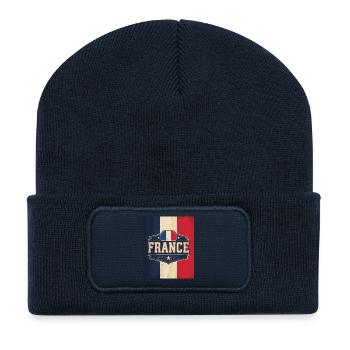 Französische Frankreich Flagge Vintage - Recycelte Patch Beanie - French Navy - Vorne
