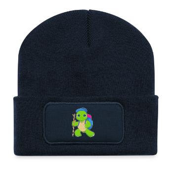 Randonnée à dos pour randonneurs de tortues - Beanie recyclé à patch - bleu marine - Devant