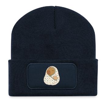 Courtepointe Rêveuse de Capybara Sous la Lune - Beanie recyclé à patch - bleu marine - Devant