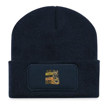 Ère du matcha douillet et de la lecture des chats - Beanie recyclé à patch - bleu marine - Devant