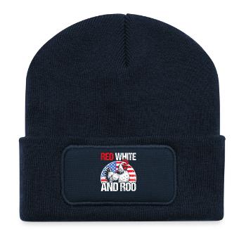 Patriotic Farmer Rooster Flock Poultry USA Pride C - Recycled Patch Beanie - french navy - Front