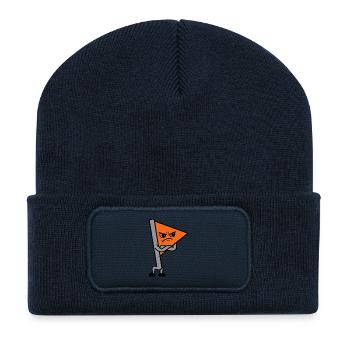 Grumpy Corner Flag Funny Football Art - Recycled Patch Beanie - french navy - Front