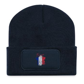 Französische Tricolor-Silhouette - Recycelte Patch Beanie - French Navy - Vorne