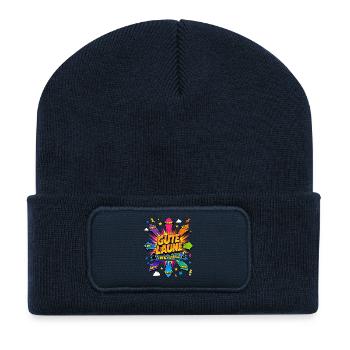 Gute Laune Oben Rechts Links Unten einfach überall - Recycelte Patch Beanie - French Navy - Vorne
