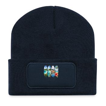 US Virgin Islands – Caribbean Beach & Culture Motif - Recycled Patch Beanie - french navy - Front