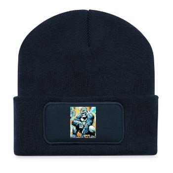 gorille - Beanie recyclé à patch - bleu marine - Devant