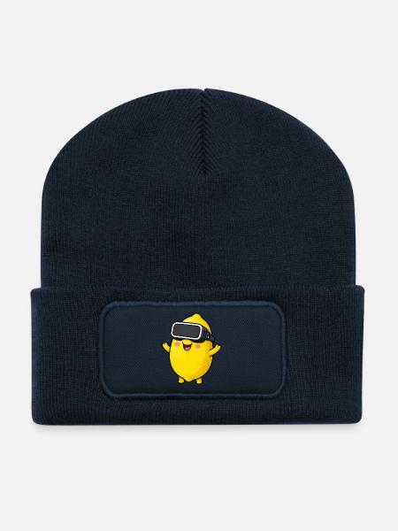 Zitrone Süß Cartoon Gamer Comic - Recycelte Patch Beanie - French Navy