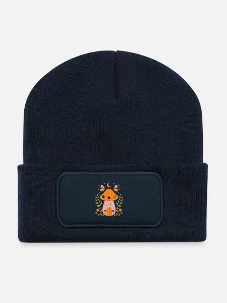 Mondbeschienene Pilzhütte - Recycelte Patch Beanie - French Navy