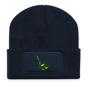 Golf Putter Schlaeger Icon - Recycelte Patch Beanie - French Navy - Vorne