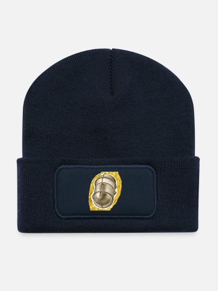 Goldene Faden-Spule Illustration - Recycelte Patch Beanie - French Navy