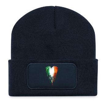 Irland Herz Tropfenkunst - Recycelte Patch Beanie - French Navy - Vorne