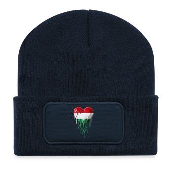Cœur avec drapeau hongrois - Beanie recyclé à patch - bleu marine - Devant