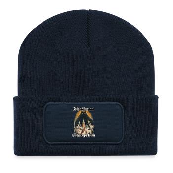 Jólakötturinn Yule Cat Isländische Weihnachtskatze - Recycelte Patch Beanie - French Navy - Vorne