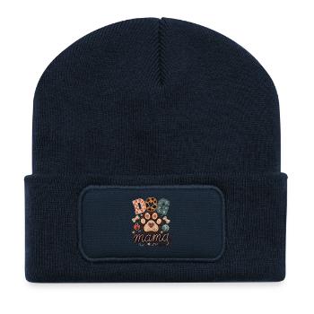 Dog Mom Dogs Mama Heart Dog Paw - Recycled Patch Beanie - french navy - Front