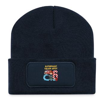 Aufgepasst Ich Bin Jetzt 6 Feuerwehr Geburtstag - Recycelte Patch Beanie - French Navy - Vorne