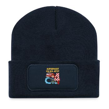 Aufgepasst Ich Bin Jetzt 4 Feuerwehr Geburtstag - Recycelte Patch Beanie - French Navy - Vorne