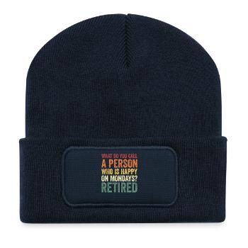 Happy On Mondays Retirement - Recycelte Patch Beanie - French Navy - Vorne