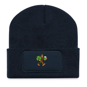 Bigfoot-Kleeblatt-Lustiger St. Patrick's Day Bigfo - Recycelte Patch Beanie - French Navy - Vorne