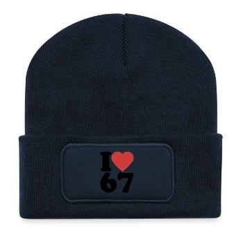 I love six seven | Zahlenduo 6 und 7 - Recycelte Patch Beanie - French Navy - Vorne