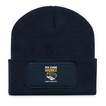 My Code Works Programmierer - Recycelte Patch Beanie - French Navy - Vorne