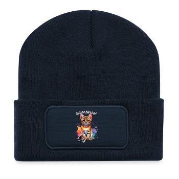 Savannah Cat Mädchen Savannah Katze - Recycelte Patch Beanie - French Navy - Vorne