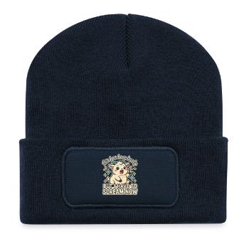 Schreiende Ziegenschrei-Meme - Recycelte Patch Beanie - French Navy - Vorne